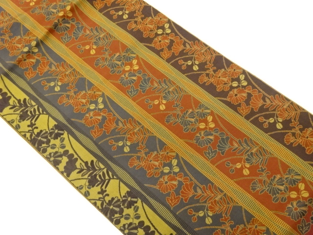JAPANESE KIMONO / STRIPES / FLOWERS WOVEN NAGOYA OBI